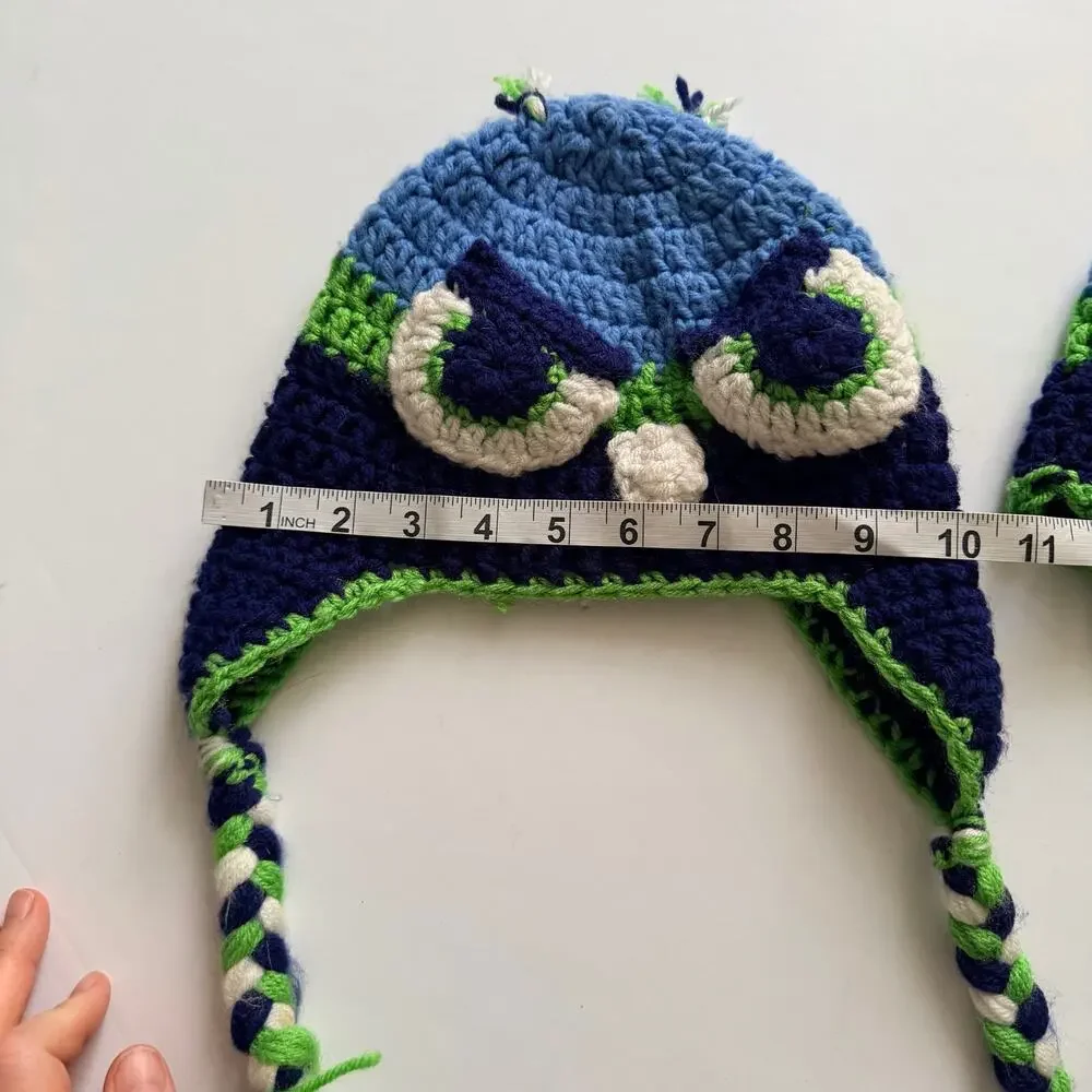 Handmade Crocheted Seahawks Beanie Bundle - Youth Size